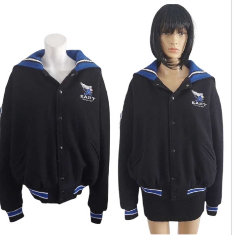 Game Black and Blue vintage Varsity Jacket, men's & Women's, size L